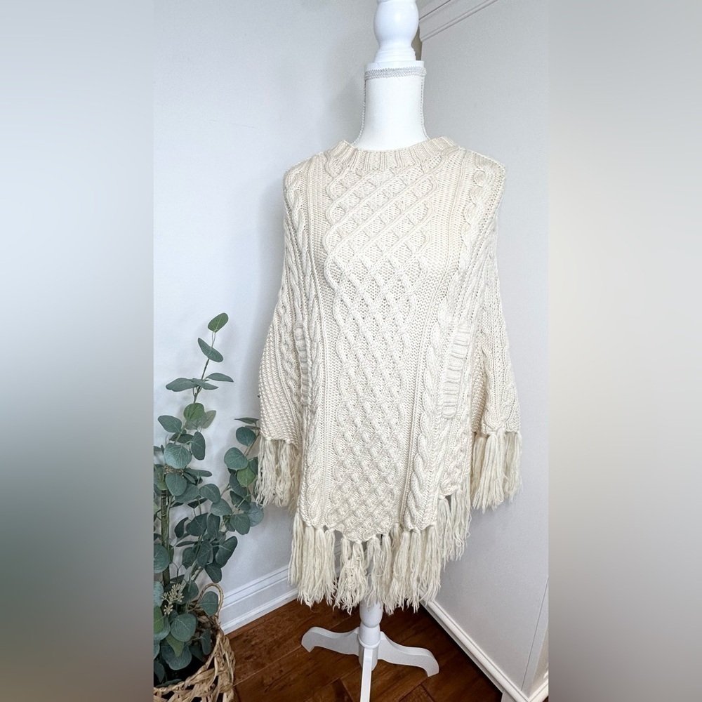 J. Crew Women’s Wool Cable Knit Sweater Poncho One Size